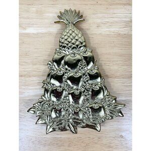 VIRGINIA METALCRAFTERS Brass Christmas Tree Trivet Williamsburg Pineapple VTG